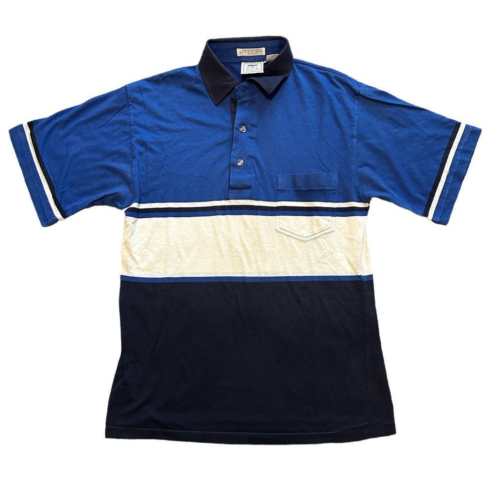 Manhattan Nature Men’s Retro Knit‎ Polo – Size Small, Color Block, Short Sleeve
